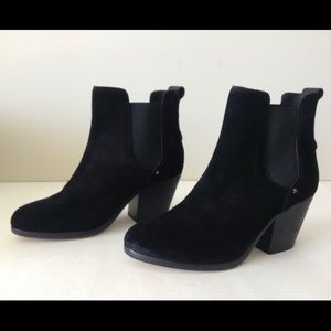 RAG & BONE DEVON BLACK LEATHER SUEDE ANKLE BOOTIES